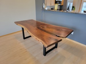 Walnut live edge single slab table         