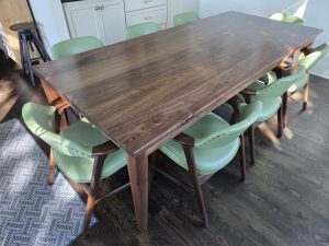 walnut tapered leg dining table