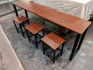 custom bubinga bar height table and bar stools  