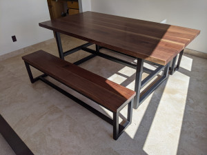 custom walnut dining table and bench minneapolis mn st. paul mn  