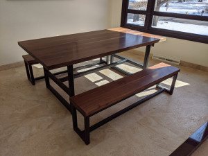 custom walnut dining table and bench mn  