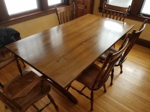 maple dining table top stained         